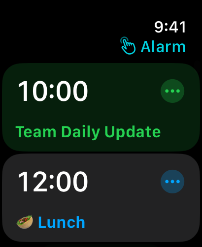 Apple Watch showing today’s agenda