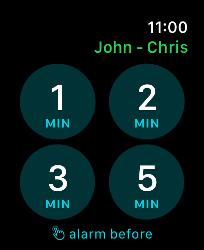 Setting an alarm before an event on Apple Watch
